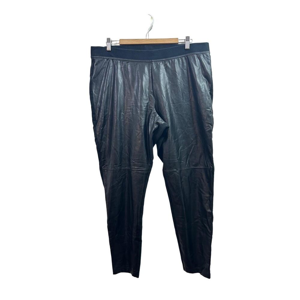 Gap Pants Womens Size XXLarge Black Faux Leather Front Cotton Back Leggings